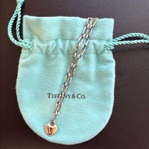 Tiffany & Co. Silver Bracelet with Rose Gold Heart